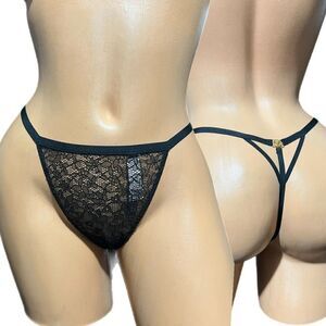 Victoria's Secret Very Sexy The Cutest V String Sheer Lace Panty Black Small